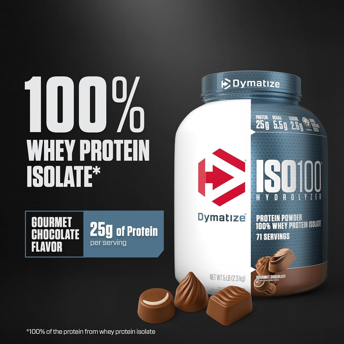 Dymatize ISO100 Whey Protein Powder Isolate, Gourmet Chocolate